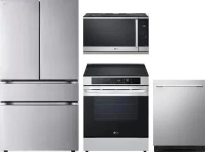 4 Piece Package Includes Refrigerator, Range, Microwave And Dishwasher