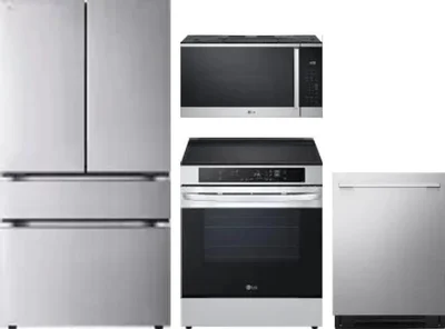 4 Piece Package Includes Refrigerator, Range, Microwave And Dishwasher