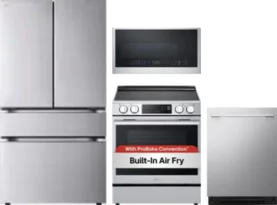 4 Piece Package Includes Refrigerator, Range, Microwave And Dishwasher
