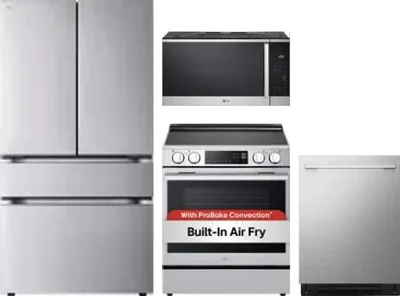 4 Piece Package Includes Refrigerator, Range, Microwave And Dishwasher