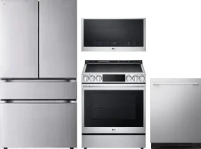 4 Piece Package Includes Refrigerator, Range, Microwave And Dishwasher