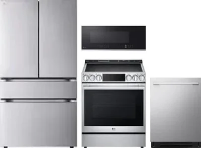 4 Piece Package Includes Refrigerator, Range, Microwave And Dishwasher