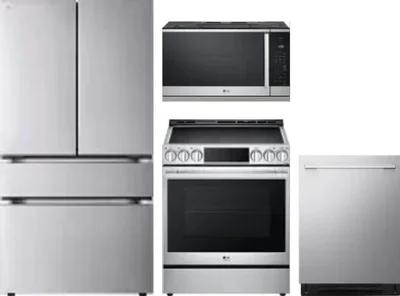 4 Piece Package Includes Refrigerator, Range, Microwave And Dishwasher