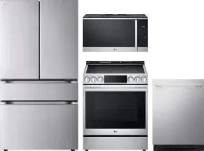 4 Piece Package Includes Refrigerator, Range, Microwave And Dishwasher