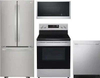 4 Piece Package Includes Refrigerator, Range, Microwave And Dishwasher