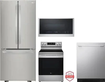 4 Piece Package Includes Refrigerator, Range, Microwave And Dishwasher