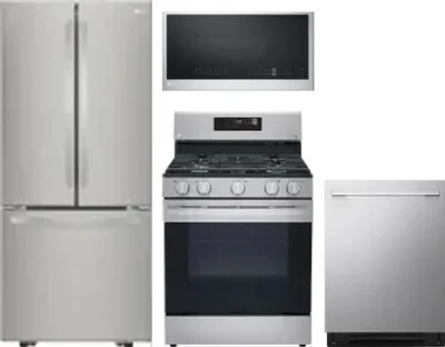 4 Piece Package Includes Refrigerator, Range, Microwave And Dishwasher