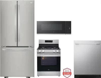 4 Piece Package Includes Refrigerator, Range, Microwave And Dishwasher