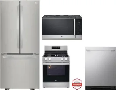 4 Piece Package Includes Refrigerator, Range, Microwave And Dishwasher