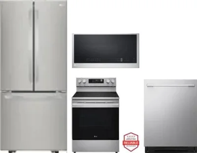 4 Piece Package Includes Refrigerator, Range, Microwave And Dishwasher