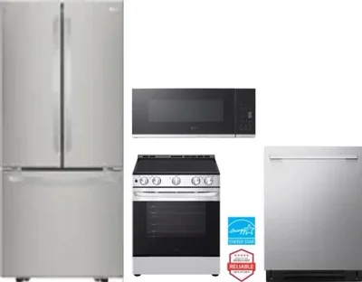 4 Piece Package Includes Refrigerator, Range, Microwave And Dishwasher