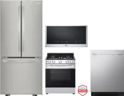 4 Piece Package Includes Refrigerator, Range, Microwave And Dishwasher