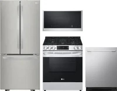 4 Piece Package Includes Refrigerator, Range, Microwave And Dishwasher