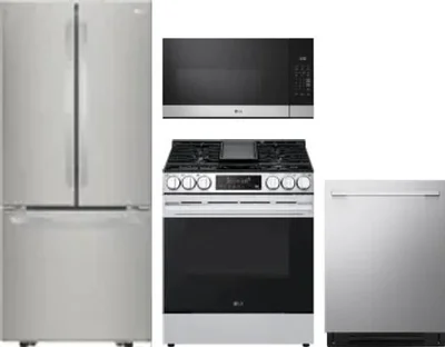 4 Piece Package Includes Refrigerator, Range, Microwave And Dishwasher