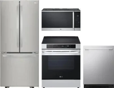 4 Piece Package Includes Refrigerator, Range, Microwave And Dishwasher