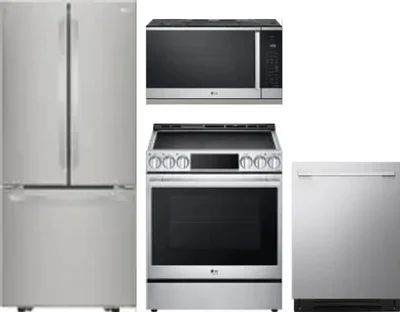 4 Piece Package Includes Refrigerator, Range, Microwave And Dishwasher