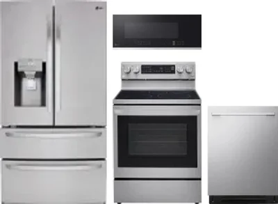 4 Piece Package Includes Refrigerator, Range, Microwave And Dishwasher