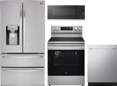 4 Piece Package Includes Refrigerator, Range, Microwave And Dishwasher