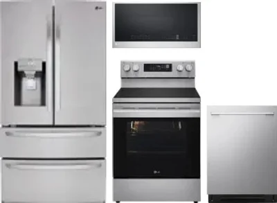 4 Piece Package Includes Refrigerator, Range, Microwave And Dishwasher
