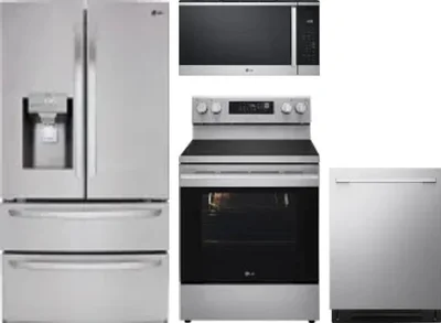 4 Piece Package Includes Refrigerator, Range, Microwave And Dishwasher