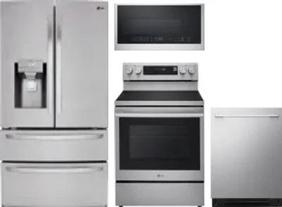 4 Piece Package Includes Refrigerator, Range, Microwave And Dishwasher