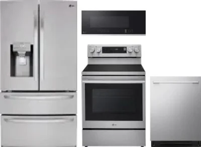 4 Piece Package Includes Refrigerator, Range, Microwave And Dishwasher