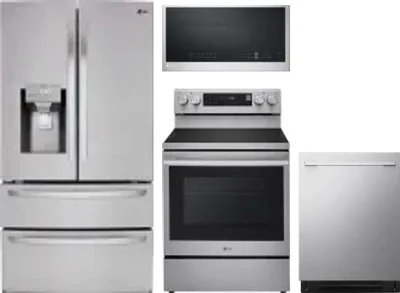 4 Piece Package Includes Refrigerator, Range, Microwave And Dishwasher