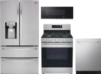 4 Piece Package Includes Refrigerator, Range, Microwave And Dishwasher