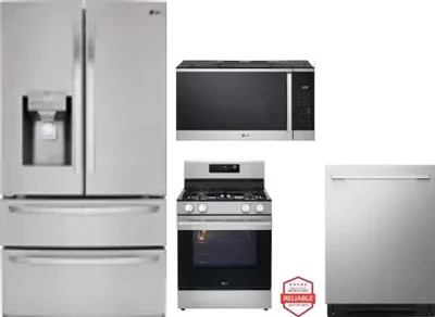 4 Piece Package Includes Refrigerator, Range, Microwave And Dishwasher