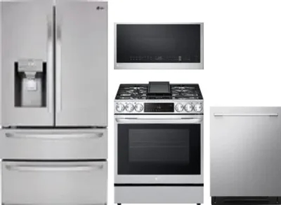 4 Piece Package Includes Refrigerator, Range, Microwave And Dishwasher