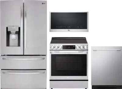 4 Piece Package Includes Refrigerator, Range, Microwave And Dishwasher