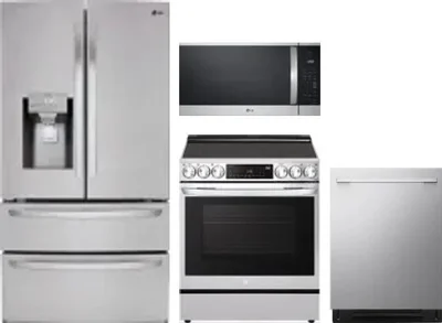 4 Piece Package Includes Refrigerator, Range, Microwave And Dishwasher