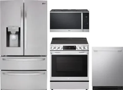 4 Piece Package Includes Refrigerator, Range, Microwave And Dishwasher