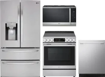 4 Piece Package Includes Refrigerator, Range, Microwave And Dishwasher