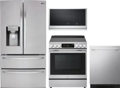 4 Piece Package Includes Refrigerator, Range, Microwave And Dishwasher