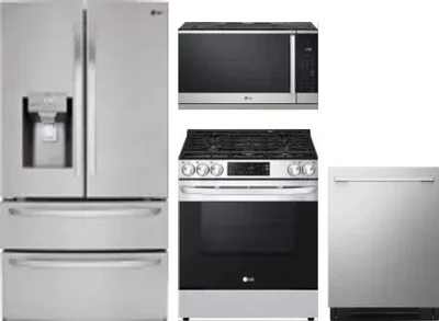 4 Piece Package Includes Refrigerator, Range, Microwave And Dishwasher
