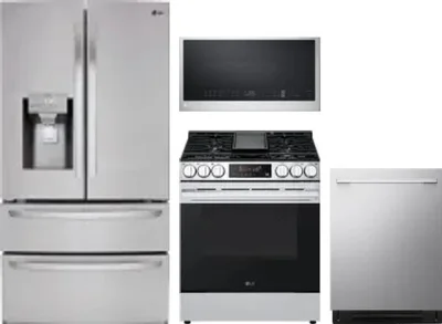 4 Piece Package Includes Refrigerator, Range, Microwave And Dishwasher