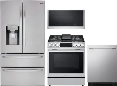 4 Piece Package Includes Refrigerator, Range, Microwave And Dishwasher