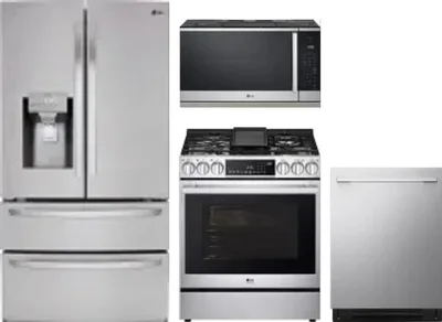 4 Piece Package Includes Refrigerator, Range, Microwave And Dishwasher