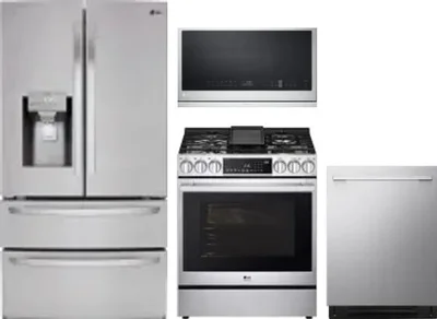 4 Piece Package Includes Refrigerator, Range, Microwave And Dishwasher