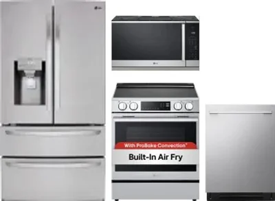 4 Piece Package Includes Refrigerator, Range, Microwave And Dishwasher