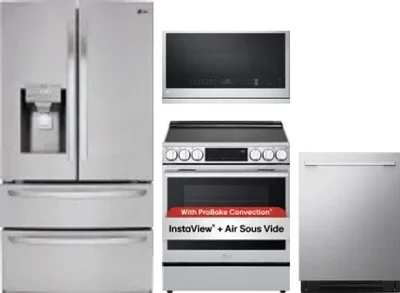 4 Piece Package Includes Refrigerator, Range, Microwave And Dishwasher