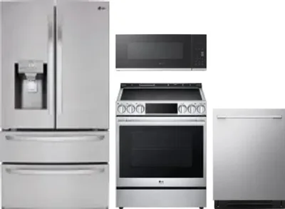 4 Piece Package Includes Refrigerator, Range, Microwave And Dishwasher