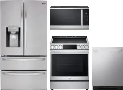 4 Piece Package Includes Refrigerator, Range, Microwave And Dishwasher