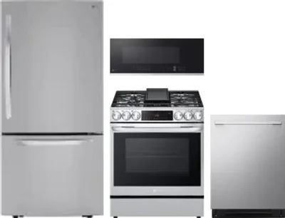 4 Piece Package Includes Refrigerator, Range, Microwave And Dishwasher