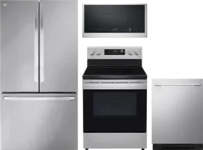 4 Piece Package Includes Refrigerator, Range, Microwave And Dishwasher