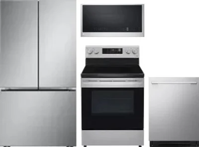 4 Piece Package Includes Refrigerator, Range, Microwave And Dishwasher