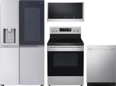 4 Piece Package Includes Refrigerator, Range, Microwave And Dishwasher