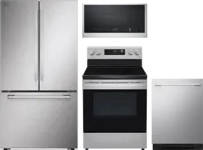 4 Piece Package Includes Refrigerator, Range, Microwave And Dishwasher