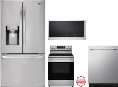 4 Piece Package Includes Refrigerator, Range, Microwave And Dishwasher